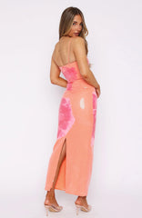 A-Line Strappy Sequin Floral Slip Maxi Dress