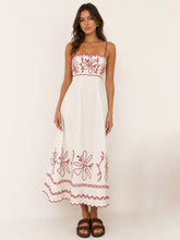 Mondo Scalloped Hem Maxi Dress Embroidered Red