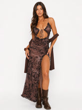 Slit Lace-Up Bodycon Slip Maxi Dress