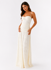 Ruched Strappy Slip Maxi Dress