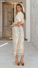 Magnolia Midi Dress - Acacia Palm Cream