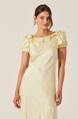 Auden Satin Ruffle Midi Dress