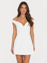 Irene Mini Dress Off Shoulder Bustier Tulip Skirt Dress in White