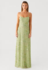Celandine Beaded Maxi Dress - Lime