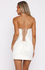 Strapless Lace-Up Bodycon Mini Dress