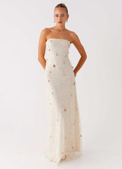Strapless Sequin Tube Maxi Dress