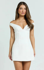 Strapless Off Shoulder Bustier Tulip Mini Dress