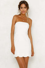 Strapless Open Back White Tube Mini Dress