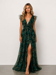Carmine Maxi Dress | Green Floral