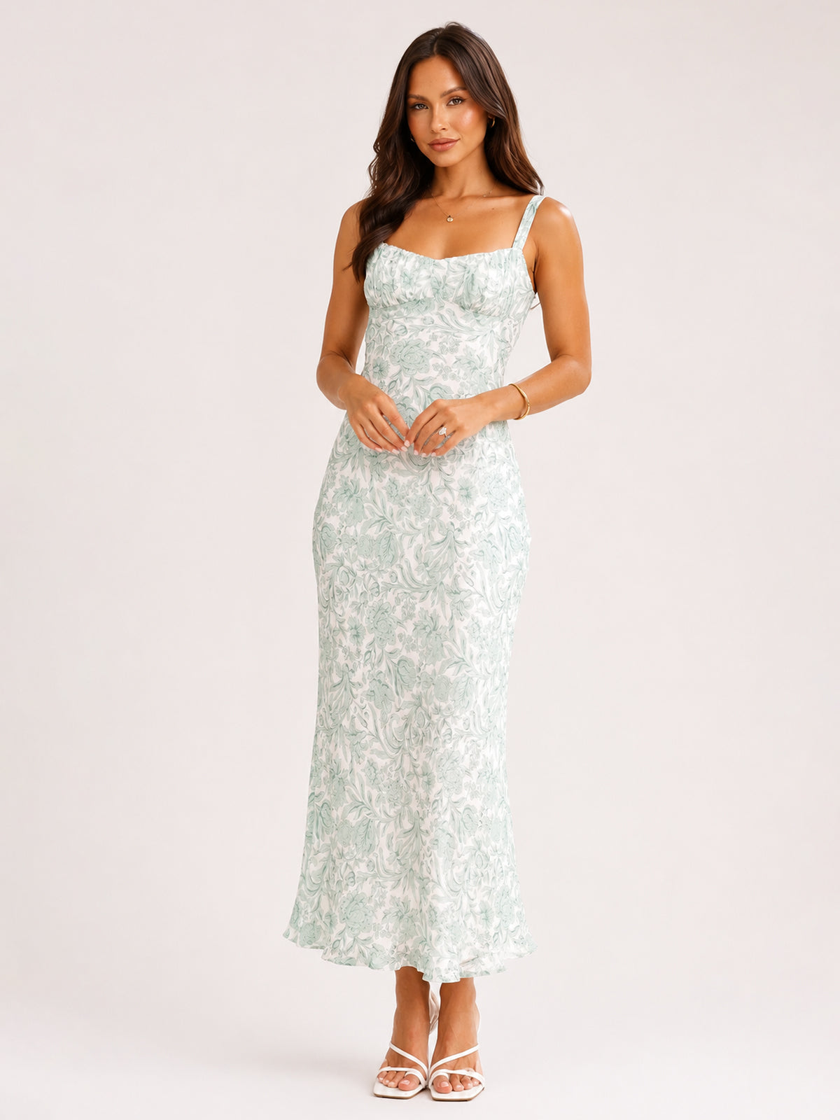 Margo Midi Dress - Green Flower
